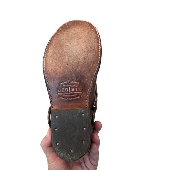 Bed Stu Brown Leather Square Toe Buckle Strap Clogs Mules Women US 8.5 - Picture 12 of 13